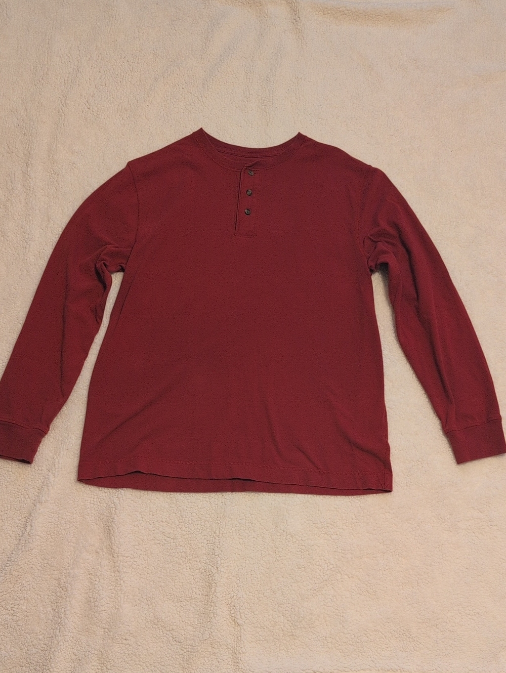 Saddlebred Mens Long Sleeve Henley 3 Button Shirt - Maroon Size  Medium